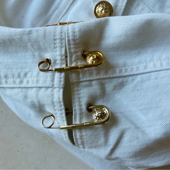 Rare! Versus Versace White Denim Jacket with Gold Lion Buttons, Sz 44 NWOT - Picture 12 of 16
